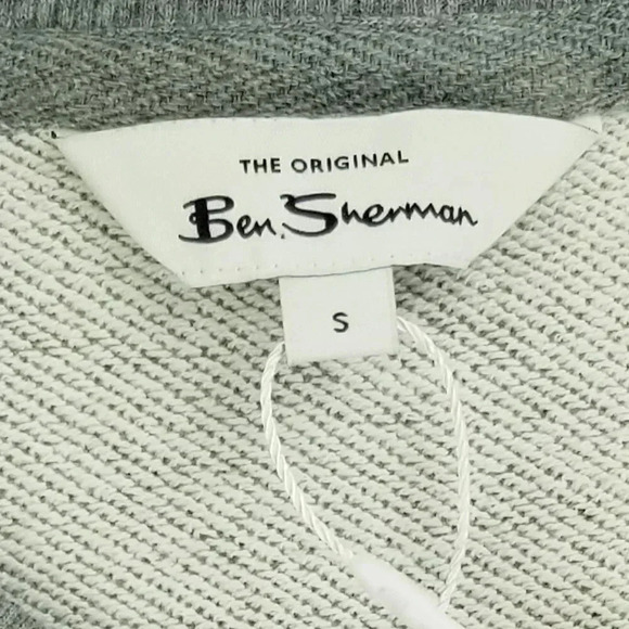 Ben Sherman Small Grey Heather Long Sleeve Men's Logo Crew Neck Cotton Sweater - Picture 4 of 10